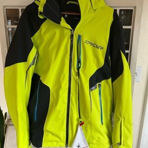 Spyder Yellow and Black Hooded Ski Jacket